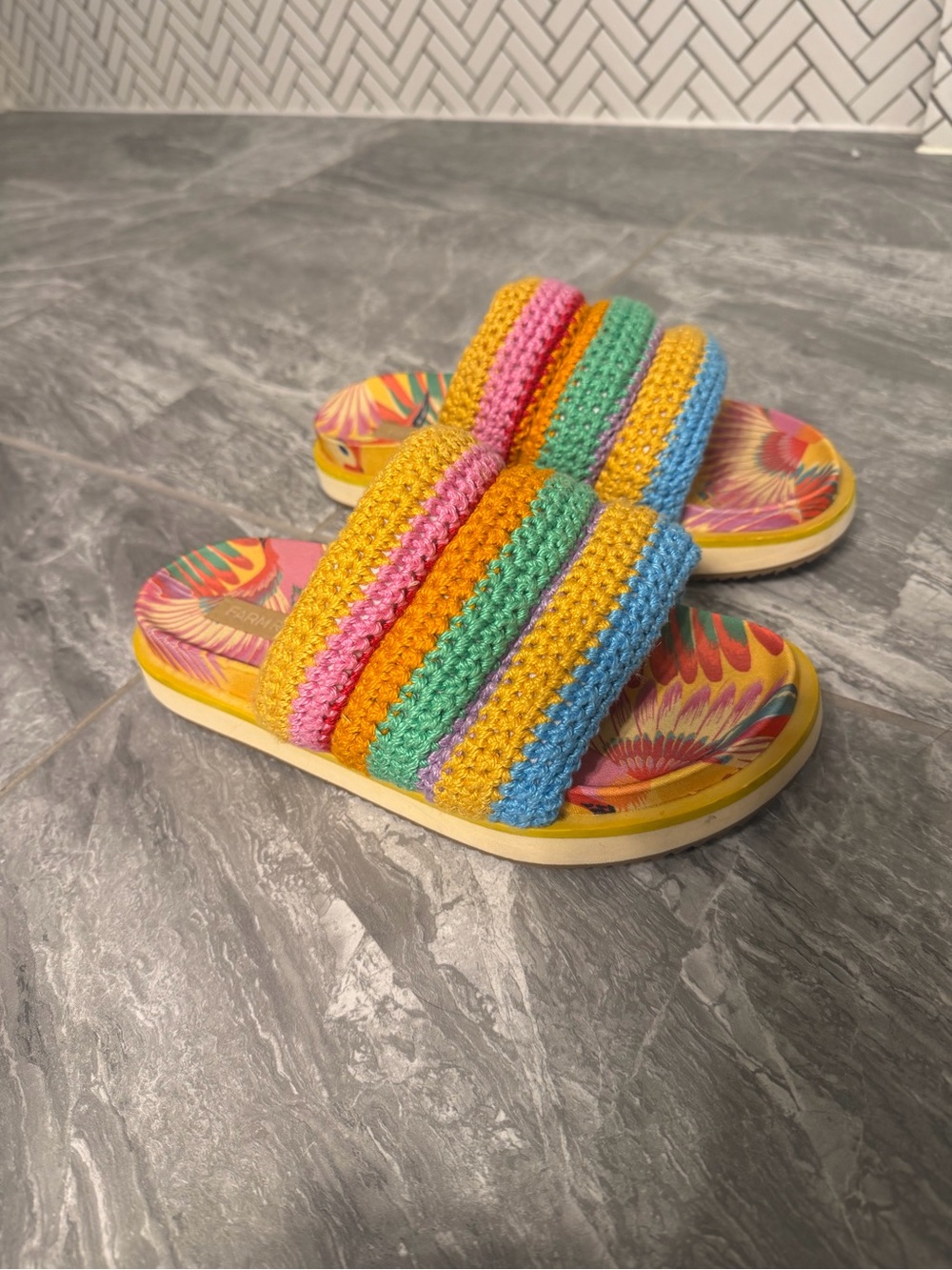 Farm Rio Multi-Color Crochet Slide Sandals - Picture 5 of 6